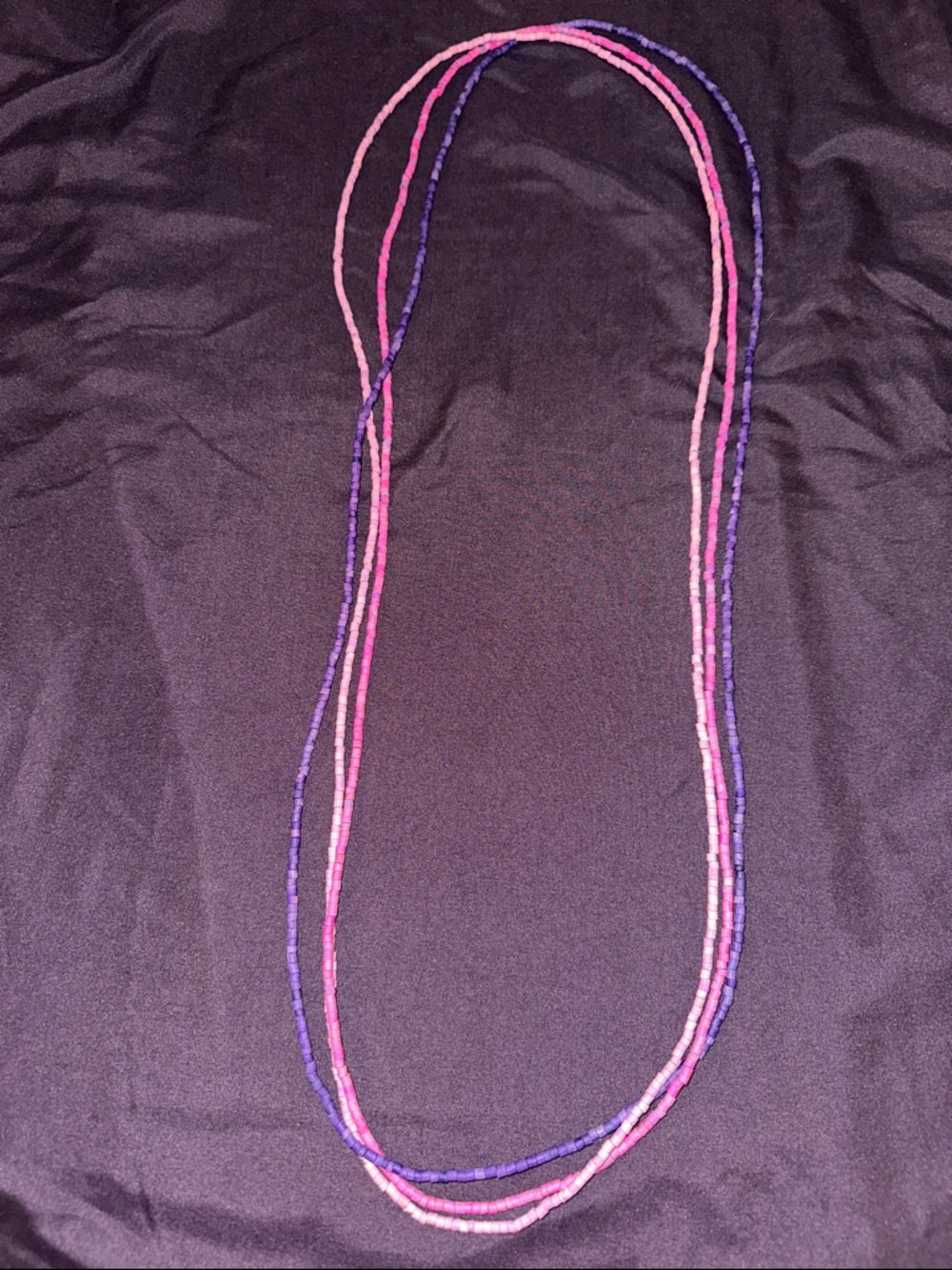 Multi-Strand Pink & Purple Seed Bead Necklace